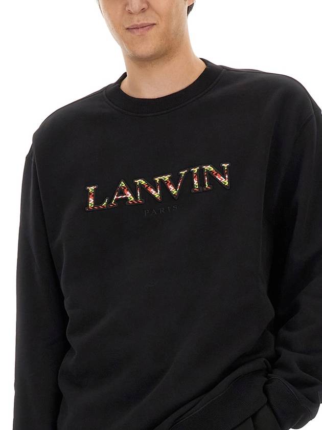 Oversized Embroidered Logo Curb Sweatshirt Black - LANVIN - BALAAN 5