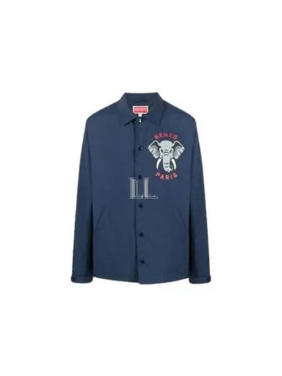 Elephant Print Coach Overshirt Jacket Navy - KENZO - BALAAN 2