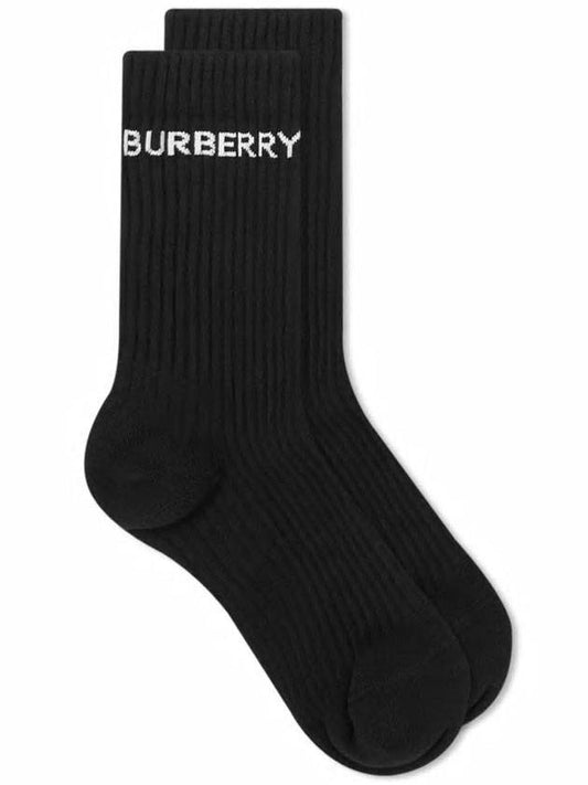 Logo Print Socks Black - BURBERRY - BALAAN 1