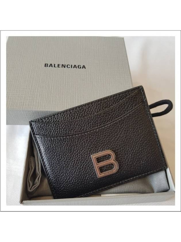 Silver B Logo Hourglass Two Stage Card Wallet Black - BALENCIAGA - BALAAN 6