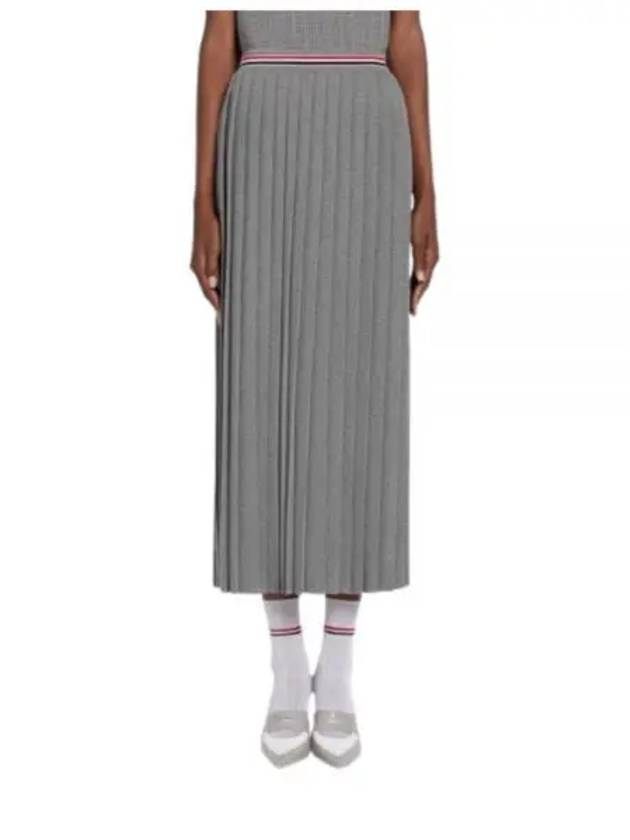 Cotton Stripe Pleated Skirt Grey - THOM BROWNE - BALAAN 2