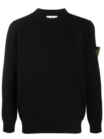 11Th Anniversary Wappen Patch Crew Neck Knit Top Black - STONE ISLAND - BALAAN 1