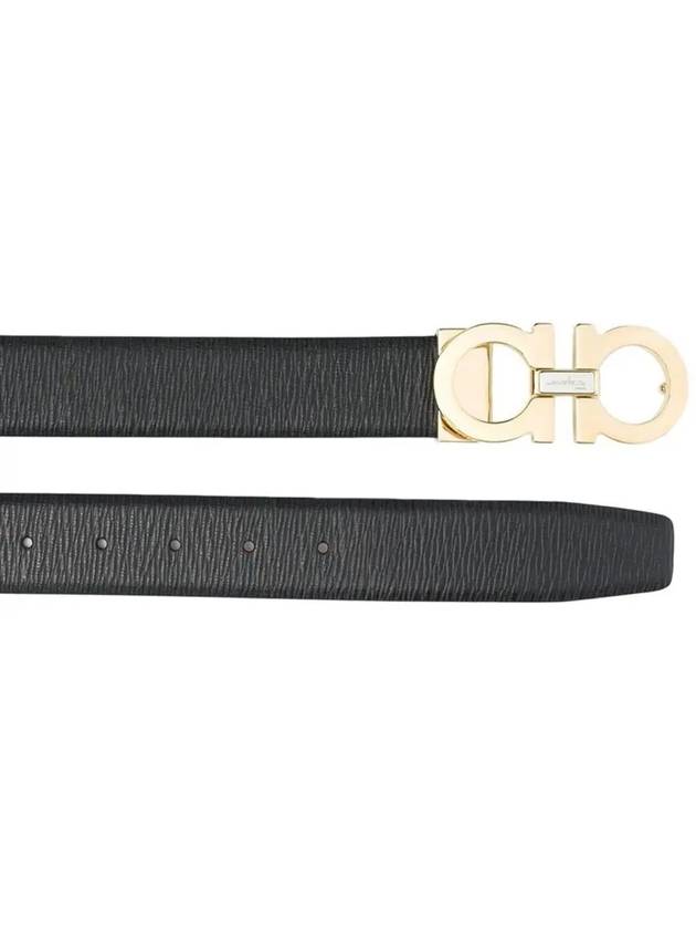 Reversible Gancini Leather Belt Black - SALVATORE FERRAGAMO - BALAAN 5