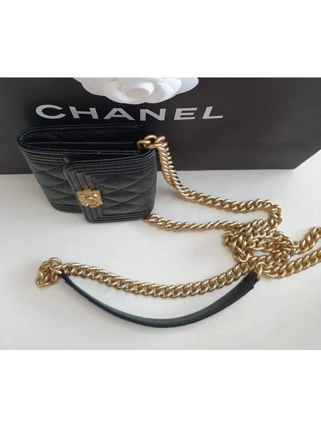 Boy chain card wallet black caviar vintage gold AP2206 - CHANEL - BALAAN 3