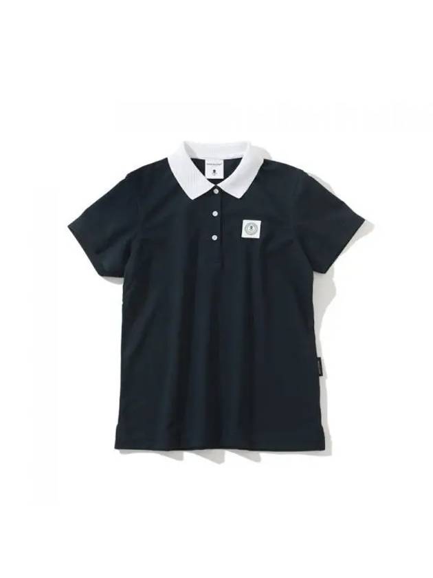 Women's Golf Collar Short Sleeve Polo Shirt Navy - MARK & LONA - BALAAN 1