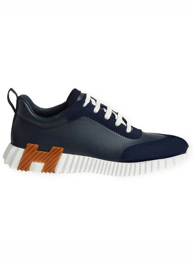 Men s Bouncing Sneakers Goatskin Marine Blue H Brown Black - HERMES - BALAAN 1