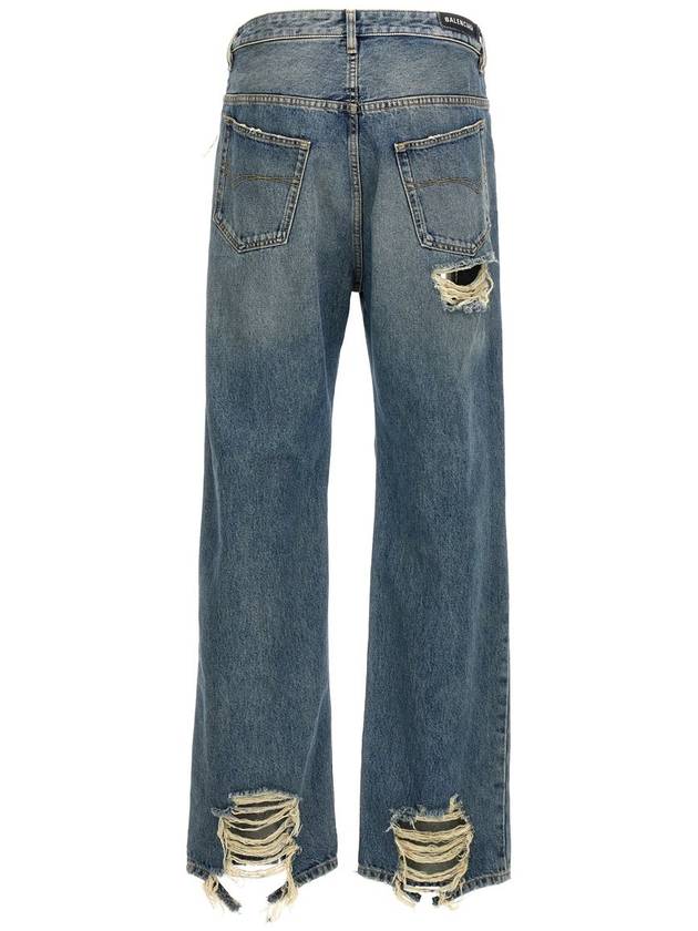 Distressed Denim Straight Jeans Blue - BALENCIAGA - BALAAN 3