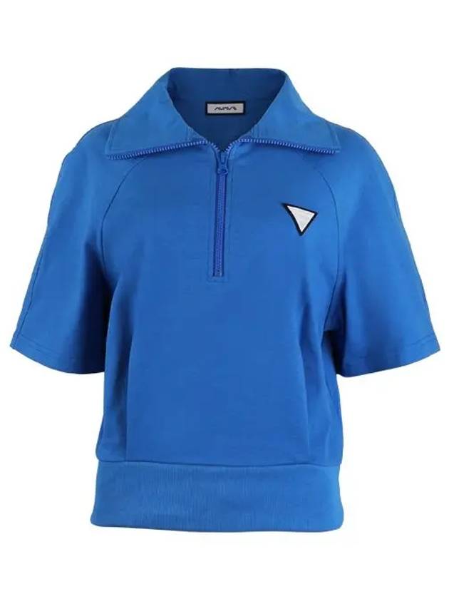 Golf Tennis Big Collar Zip Up T-Shirt Blue - AVAVE - BALAAN 2