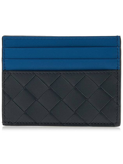 Intrecciato Two-Tone Card Wallet Blue Black - BOTTEGA VENETA - BALAAN 2