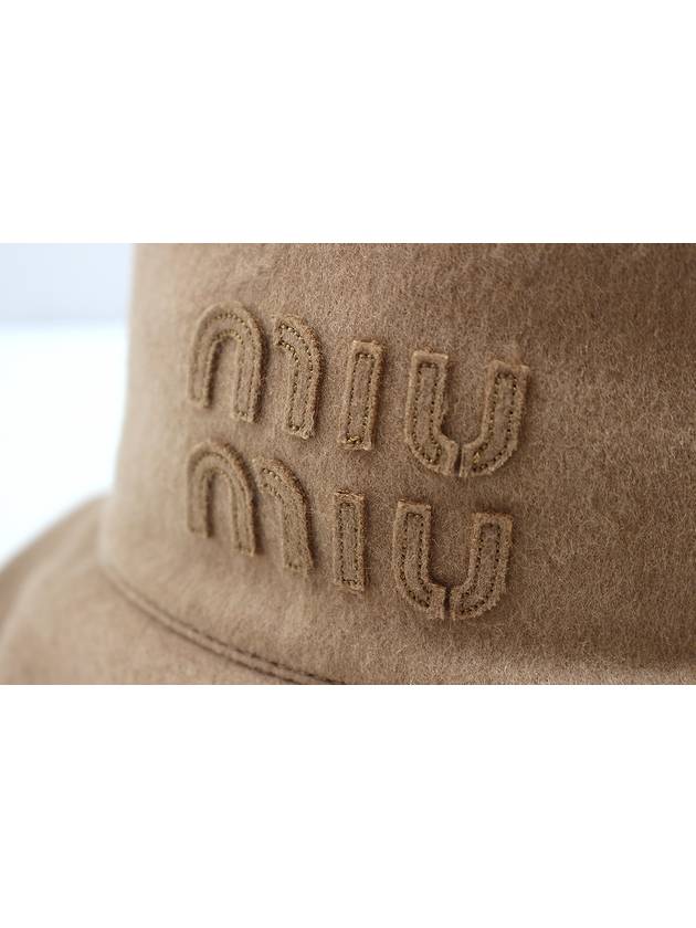 Wool camel brown logo bucket hat 5HC196 - MIU MIU - BALAAN 4