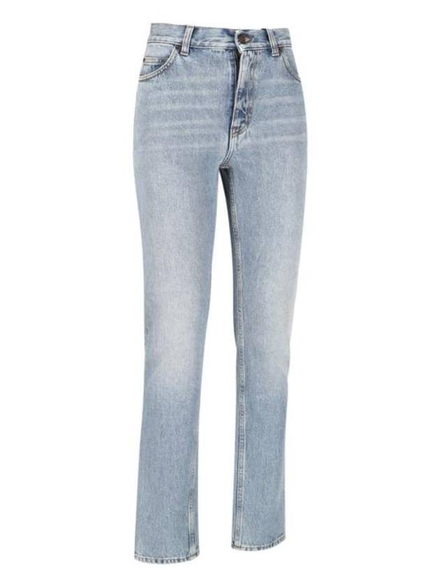 Denim Cotton Straight Jeans Blue - SAINT LAURENT - BALAAN 3