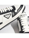 Downtown Perforated Leather Low Top Sneakers White Black - PRADA - BALAAN 5