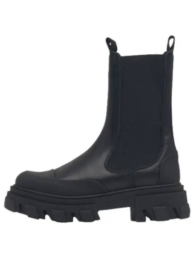 Black Stitched Mid Chelsea Boots - GANNI - BALAAN 1