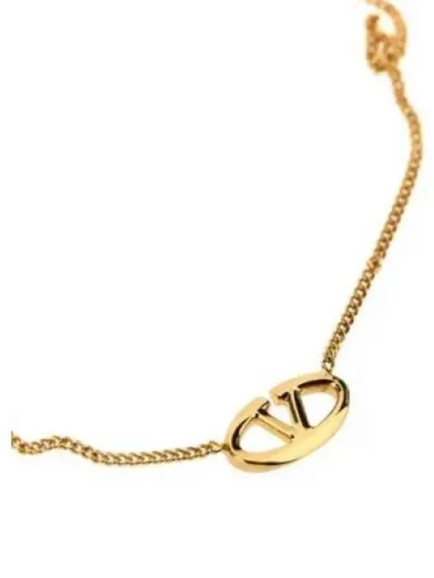 Signature V Logo Necklace Gold - VALENTINO - BALAAN 2