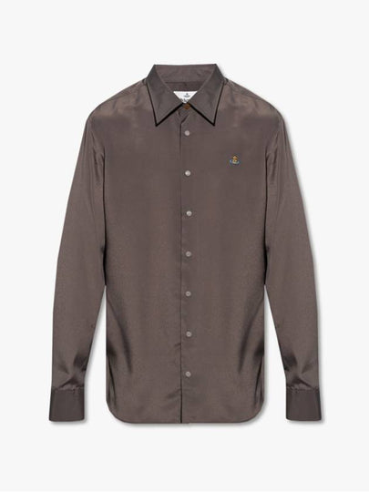 Men's Ghost Embroidered Logo Long Sleeve Shirt Grey - VIVIENNE WESTWOOD - BALAAN 2