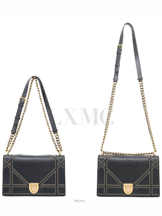 Black studded diorama flap chain bag gold - DIOR - BALAAN 1