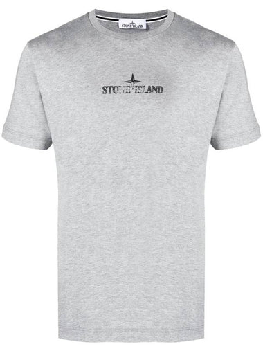 Logo Print Short Sleeve T-Shirt Grey - STONE ISLAND - BALAAN 1