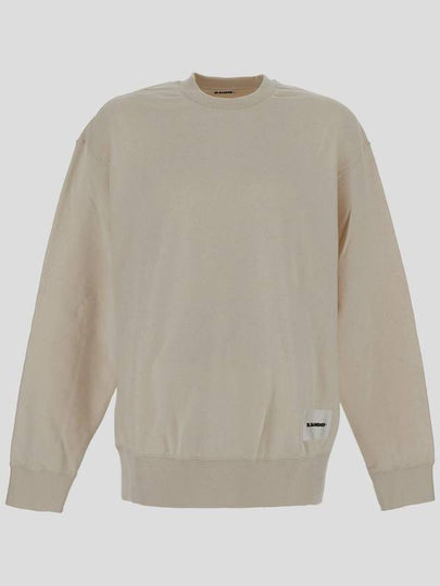 Logo Patch Crew Neck Oversized Sweatshirt Ivory - JIL SANDER - BALAAN 2