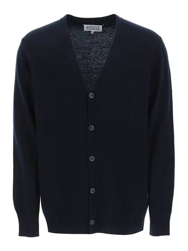 Signature Stitch V-neck Wool Cardigan Navy - MAISON MARGIELA - BALAAN 2