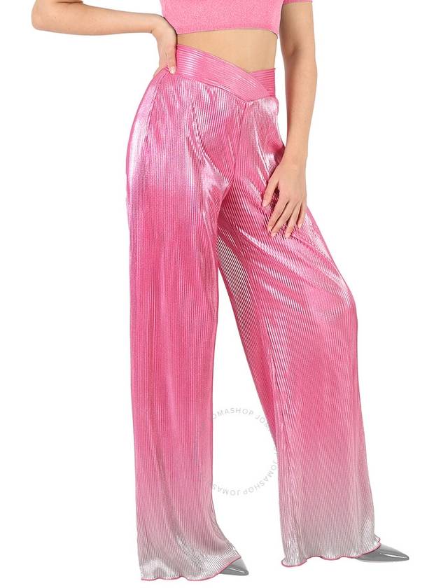 Rotate Ladies Silvery Pink Glo Gradient Plisse Straight Pants, Brand Size 34 (US Size 0) - ROTATE - BALAAN 3