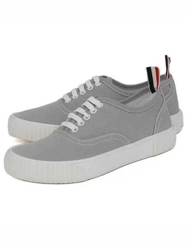 Rubber Sole Heritage Canvas Low Top Sneakers Grey - THOM BROWNE - BALAAN 2