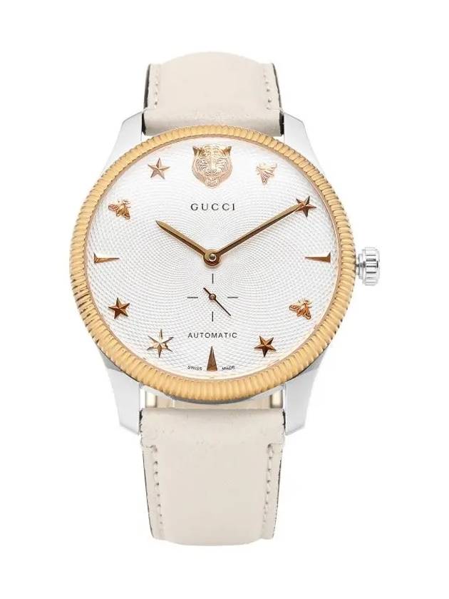 G Timeless Automatic Leather Watch White - GUCCI - BALAAN 3