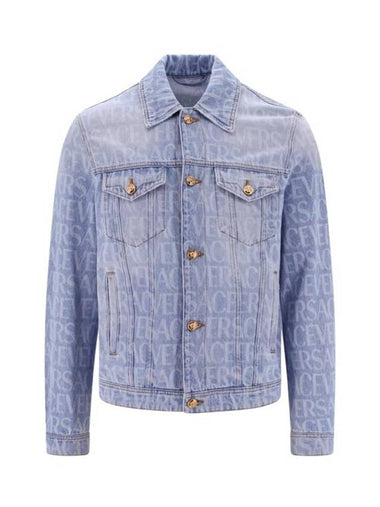 All logo over button denim jacket blue - VERSACE - BALAAN 1