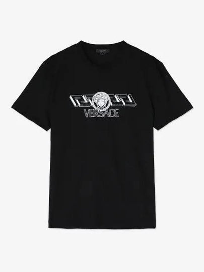 Men's La Greca Logo Short Sleeve T-Shirt Black - VERSACE - BALAAN 2