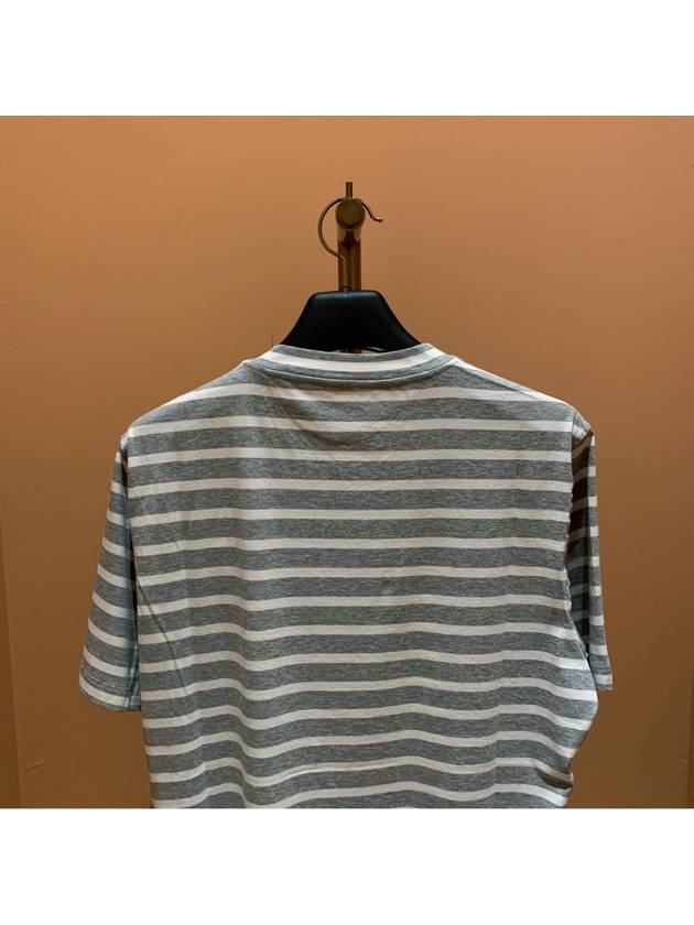 Striped Logo Short Sleeve T-Shirt Grey - BRUNELLO CUCINELLI - BALAAN 6