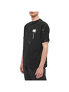 Palm Tree Painted Cotton Short Sleeve T-Shirt Black - PALM ANGELS - BALAAN 1