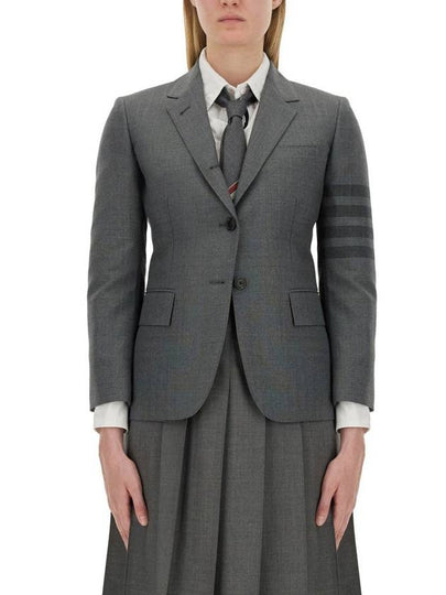 Women's Diagonal Stripe Single Breasted Wool Blazer Jacket Grey - THOM BROWNE - BALAAN 2