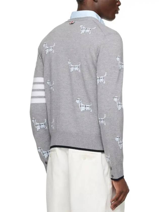 Hector Motif 4 Bar Cardigan Grey - THOM BROWNE - BALAAN 3