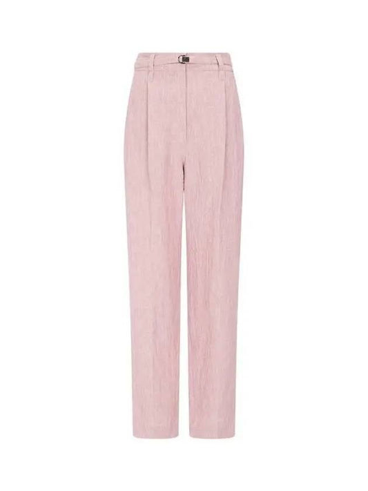 Shimaeul 8th Anniversary 10 e Point 9 8 Women s Monili Patch Belt Linen Pants Pink 270484 - BRUNELLO CUCINELLI - BALAAN 1