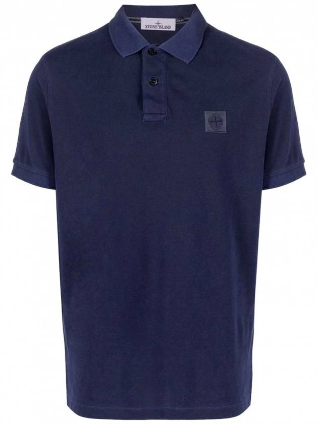 Men's Logo Patch Short Sleeve Polo Shirt Navy - STONE ISLAND - BALAAN 5