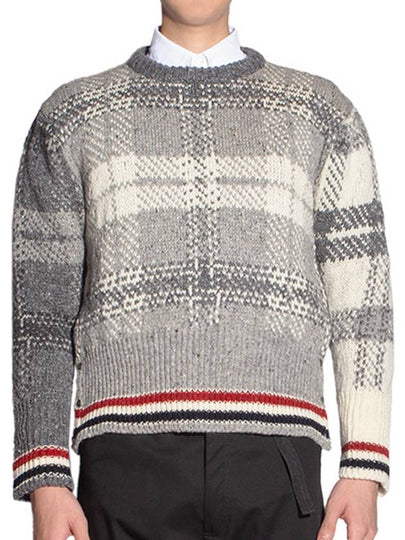 Tartan Check Jacquard Wool Mohair Knit Top Grey - THOM BROWNE - BALAAN 2