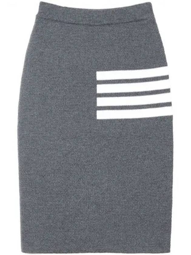 Women's Fine Merino Wool 4 Bar Stitch Pencil Skirt Dark Grey - THOM BROWNE - BALAAN 2