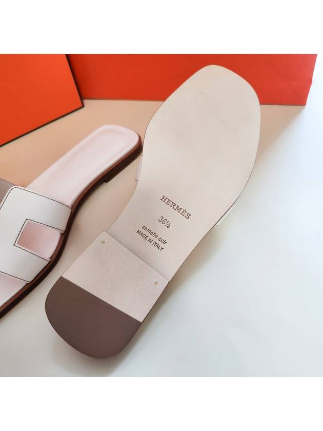 Oran Calfskin Slippers Blanc - HERMES - BALAAN 7