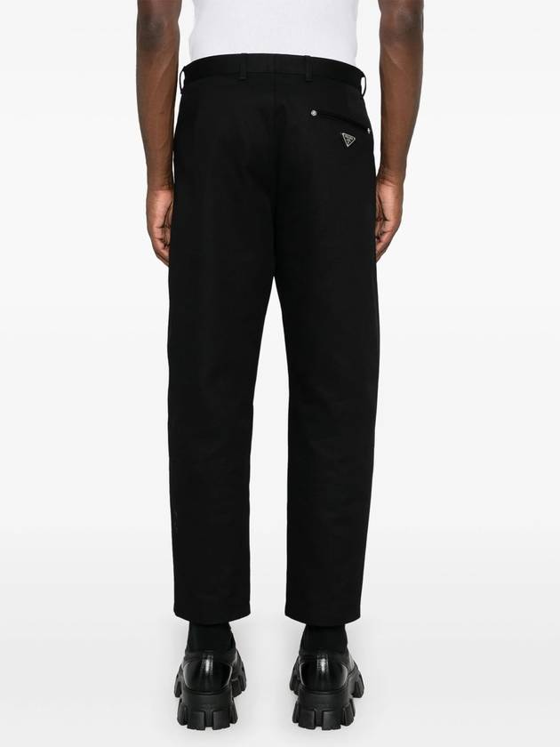 Triangle Logo Cotton Straight Pants Black - PRADA - BALAAN 5