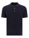 Embroidered Logo Knit Polo Shirt Blue - A.P.C. - BALAAN 2