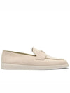 Triangle Logo Suede Loafers Beige - PRADA - BALAAN 3