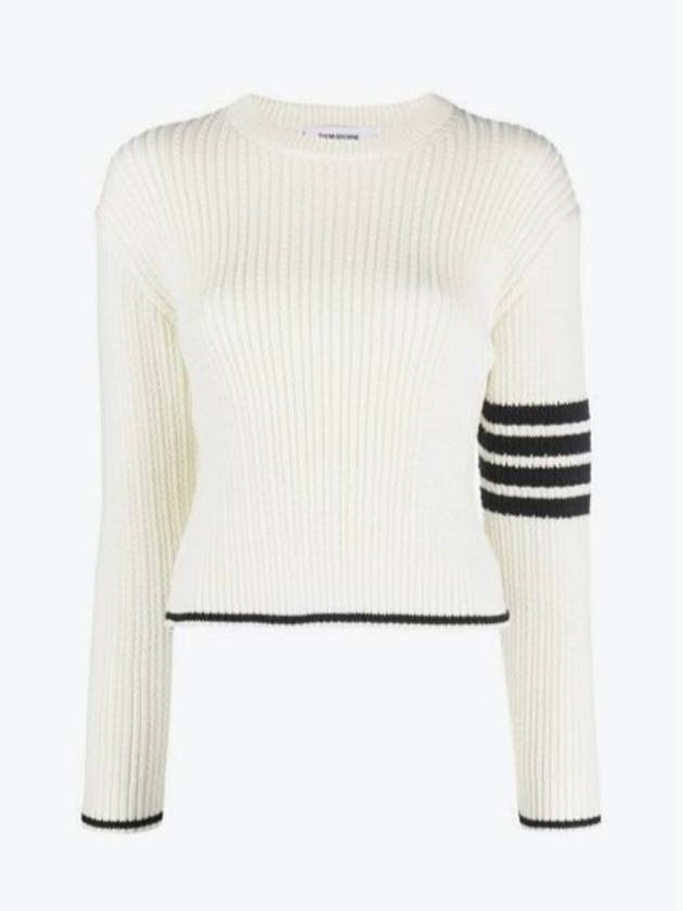 4 Bar Stripe Cable Knit Top White - THOM BROWNE - BALAAN 3