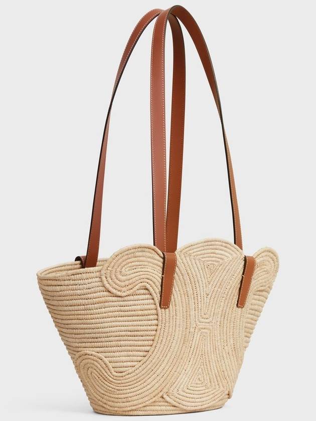 Classic Fenier Small Braid Triomphe Raffia Calfskin Tote Bag Tan - CELINE - BALAAN 3