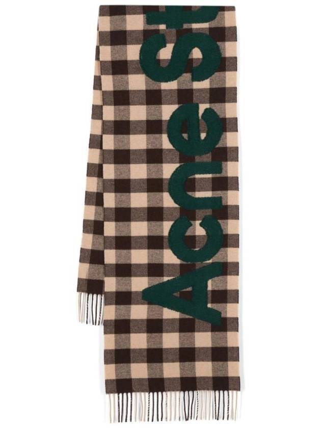 Check Logo Muffler Brown Green - ACNE STUDIOS - BALAAN 1