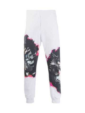 Men's Print Cotton Track Pants White - ALEXANDER MCQUEEN - BALAAN 1