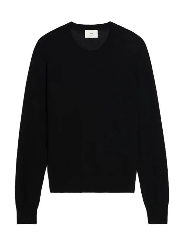 HKS050 022 Crew neck knit sweater BLACK - AMI - BALAAN 1