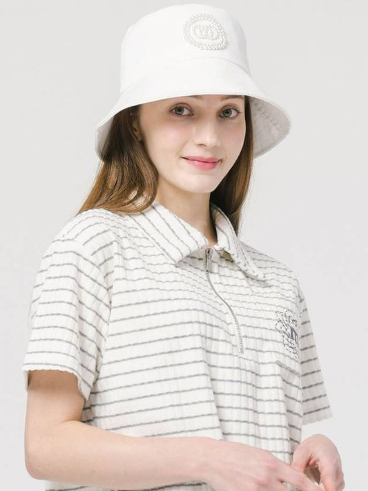 Golf Pearl Circle Logo Decorated White Bucket Hat DO9232AH76-1 - DOYOUKNOWMC GOLF WEAR - BALAAN 1