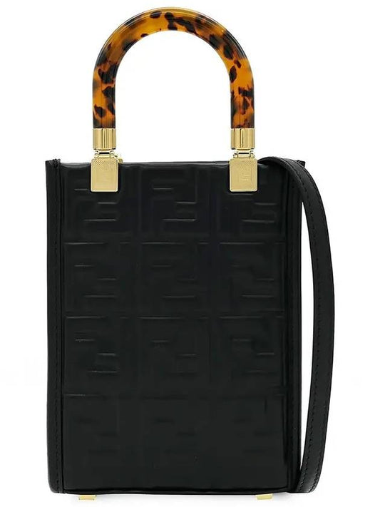 Sunshine FF Motif Small Leather Tote Bag Black - FENDI - BALAAN 2