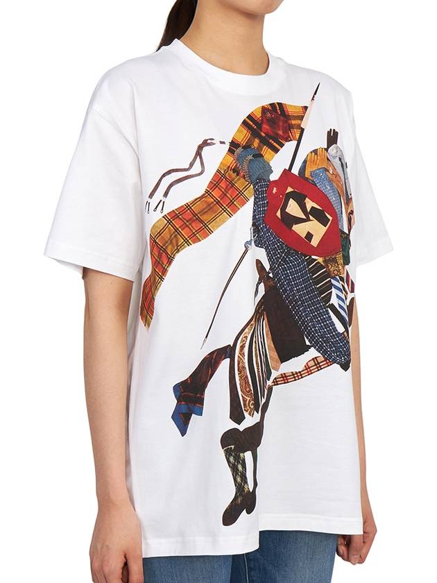 Women's EKD Print Oversized Cotton Short Sleeve T-Shirt White - BURBERRY - BALAAN 4