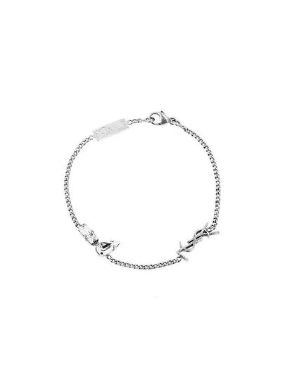 Opyum Charm Bracelet In Metal And Rhinestone Oxidized Silver - SAINT LAURENT - BALAAN 2