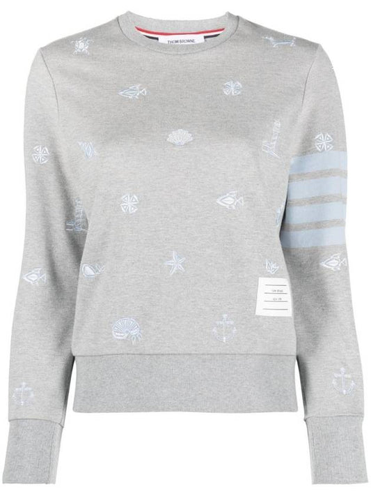 Nautical Embroidery Crew Neck Knit Top Grey - THOM BROWNE - BALAAN 1